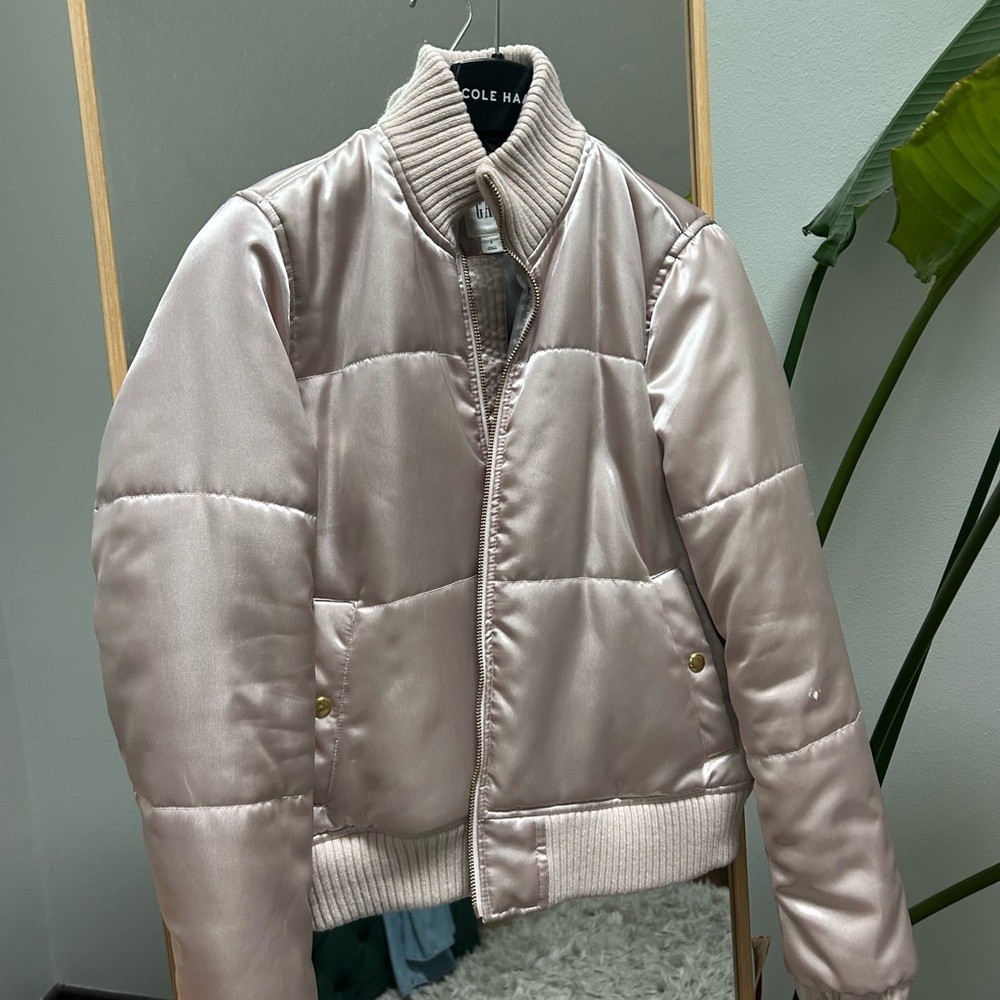 GAP Satin Jacket in Shiny Pale Pink